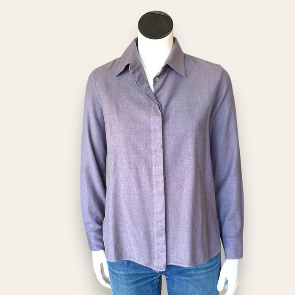 Theory Wool Button up w/ Purple Virgin Wool Size Medium - Picture 1 of 8